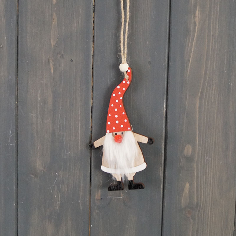 Quirky Wooden Hanging Santa (14.2cm) detail page